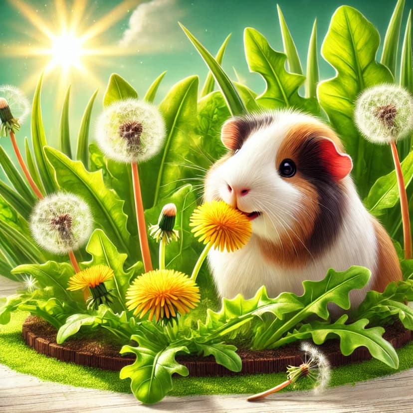Guinea Pig Eating Dandelion