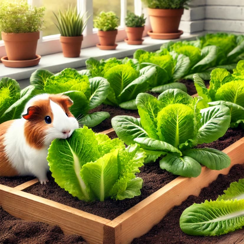 Guinea Pig Eating Lettuce
