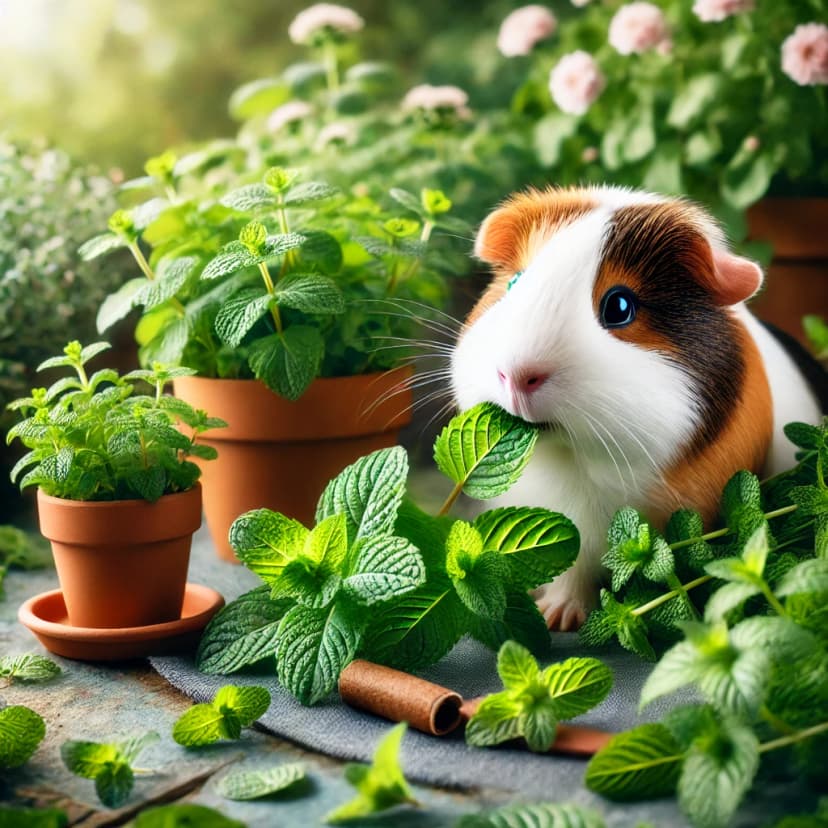 Guinea Pig Eating Mint