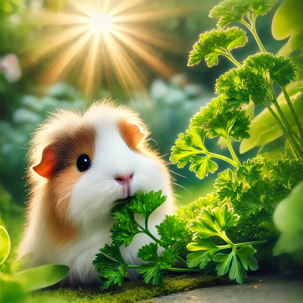 Guinea Pig Eating Parsley