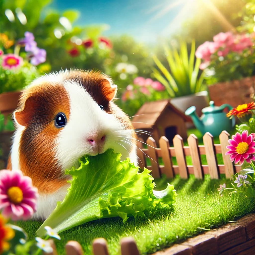 Guinea pigs exploring a garden