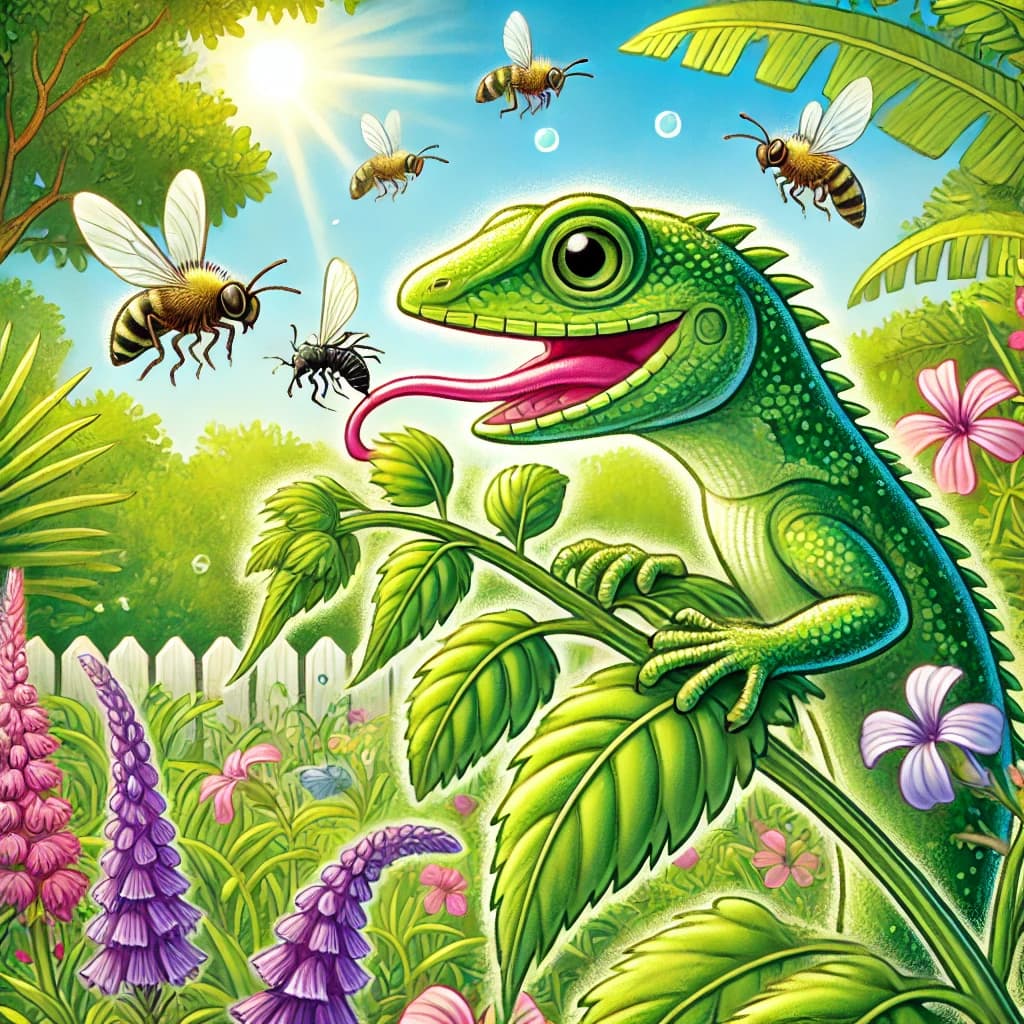 Lizard guardian hunting insects